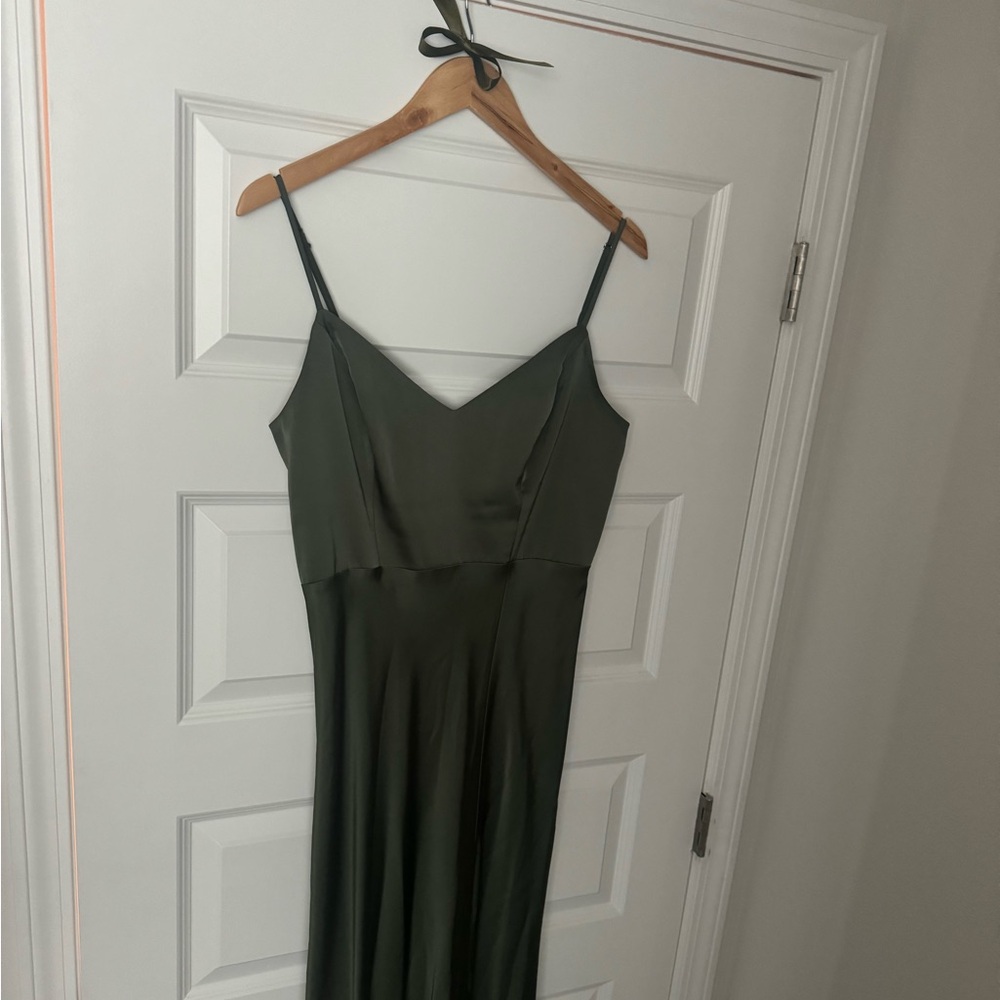 Birdy Grey Bridesmaid Jay Dress Matte Satin in Olive